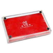 得力(deli)9864 方形透明外壳快干印台(红色)