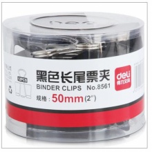 得力(deli)12只50mm黑色长尾夹8561