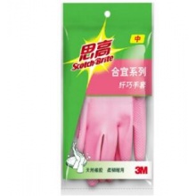  3M 合宜系列 纤巧家务手套 中号 橡胶手套 柔软粉色