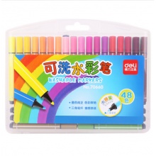 得力（deli）70660 可水洗48色水彩笔/粗三角杆儿童绘画笔 48支/盒