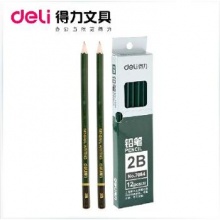 得力(deli)安全考试专用填涂答题卡2B木质铅笔学生铅笔 12支/盒7084