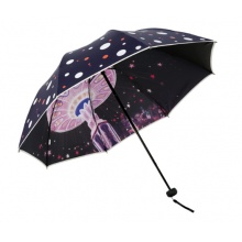 天堂伞 碰击黑胶创意半双层三折太阳伞晴雨伞31814E藏青色