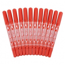 齐心(Comix)速干防水小双头油性物流笔/记号笔 红色12支装 MK804