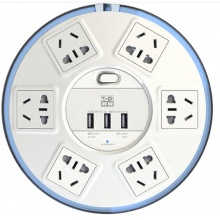 突破(TOP)清月SR21PLUS USB智能插座6KA防雷3USB+6位新国标保护门插孔全长1.8米插线板插座