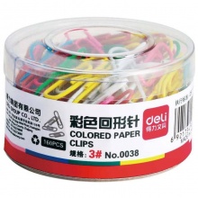 得力(deli)0038 29mm彩色金属回形针160枚/筒