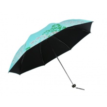 天堂伞 黑胶（UPF50+）涤丝纺三折超轻太阳伞晴雨伞31839E浅湖绿