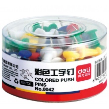 得力(deli)0042 彩色工字钉 80枚/筒