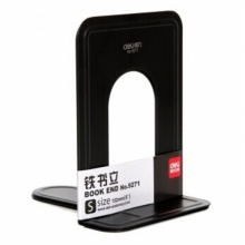 得力(deli)6英寸(高15cm)金属铁书立架 办公书靠2片/付 办公用品 黑色9271