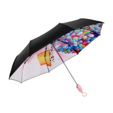 天堂伞 （UPF50+）自开自收黑胶转印三折太阳伞晴雨伞31815E粉红色
