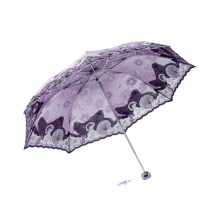 天堂伞 木棉佳色三折超轻绣花阳伞33199E紫色
