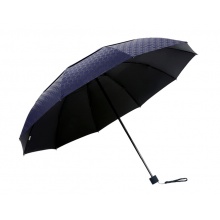 天堂伞 加大加固双层透气碰击黑胶三折晴雨伞31841E藏青色