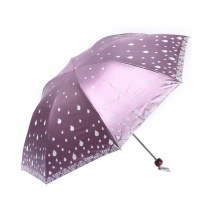 天堂伞 遇水变色（UPF50+）黒涤彩胶三折太阳伞晴雨伞31810E海棠红