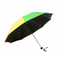 天堂伞 （UPF50+）七彩世界加大加固黑胶三折晴雨伞33395E彩虹伞