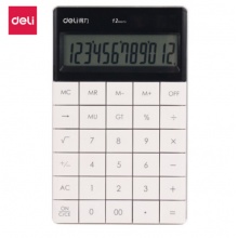 得力（deli）1589 时尚彩色无缝按键平板式计算器 白色