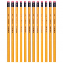 施德楼（STAEDTLER）134-2B 六角黄杆带橡皮铅笔（12支装）