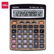 得力(deli)1560 大屏幕桌面语音计算器 大按键(金色)