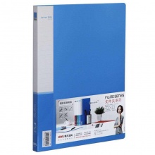 得力(deli)5301 实用文件夹 A4单强力夹+插袋 蓝色 单只装