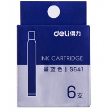 得力(deli)钢笔墨囊 墨蓝墨水 6支/盒S641