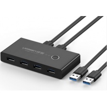 绿联（UGREEN）USB3.0共享器 二进四出切换器 USB打印机共享器 两台电脑鼠标键盘文件共享4口 30768