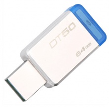 金士顿（Kingston）USB3.1 64GB 金属U盘 DT50 高速U盘 绿色
