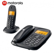 摩托罗拉(Motorola)CL101C数字无绳电话机座机子母机中文显示免提套装办公家用一拖一固定无线座机(黑色)