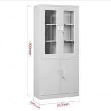 泰视钢制办公文件柜铁皮柜办公柜档案柜资料柜凭证柜办公抽屉柜储物柜带锁玻璃书柜子 器械文件柜 经济型0.6mm