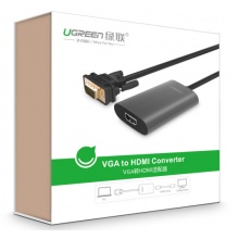 绿联(UGREEN)VGA转HDMI线转换器带音频口 高清视频转换线转接头 笔记本电脑连接电视投影仪线 黑 40264