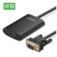 绿联(UGREEN)VGA转HDMI线转换器带音频口 高清视频转换线转接头 笔记本电脑连接电视投影仪线 黑 40264