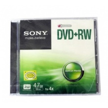索尼（SONY）DVD+RW 光盘/刻录盘 1-4速4.7G 单片盒装 可擦可写