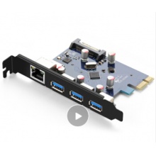 绿联 PCI-E网卡 台式机主机箱电脑内置有线千兆网卡三口USB3.0扩展卡 千兆网卡+3口USB3.0