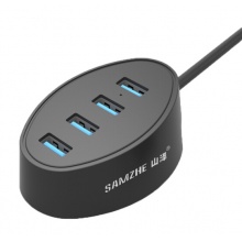 山泽(SAMZHE)USB分线器 3.0高速4口HUB多接口拓展坞转换器集线器 延长线 0.3米JXQ-T66