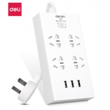 得力（deli）18282 智能USB插座 插排/3usb接口 4组合孔全长2米带保护门