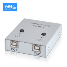eKL QH-02UA USB打印机共享器一拖二 2口多台电脑自动手动切换器2进2出1出