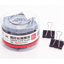 得力(deli)24只32mm黑色金属燕尾夹 8563