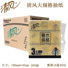 清风原木纯品2层200抽纸抽BE38LC1S(16提/箱)
