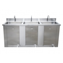 三孔不锈钢洗手池+鹅颈冷热水龙头 定制款