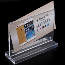 梦多福 透明水晶双面展示桌签 横版磁铁立牌 亚克力台卡 220x110mm