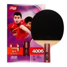 红双喜DHS乒乓球拍 直拍双面反胶弧圈结合快攻4星R4006（单块装）