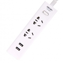 得力（deli）USB智能插座 2USB接口+2孔 总控1.8米 儿童保护门 18216