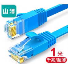 山泽（SAMZHE）六类网线 CAT6类千兆扁平电脑网络跳线 成品网线 蓝色1米SZ-601BE  
