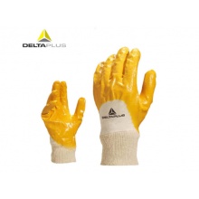代尔塔/DELTAPLUS 201015 劳保工作手套轻型丁腈涂层针织手套 耐磨抗撕裂 黄色 9码 1副 企业专享
