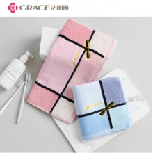 洁丽雅（Grace）纯棉毛巾 柔软吸水蝴蝶结提花毛巾单条装 (110G/条，72*34cm) 7186A