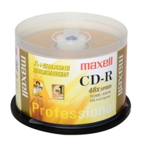 麦克赛尔(maxell)CD-R空白刻录光盘48速700M 商务金盘桶装50片