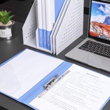 得力文件夹办公用品A4双强力夹子资料夹板插页册功能单夹 板夹5308ES