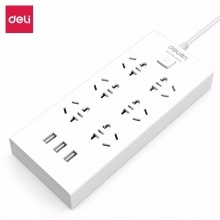 得力18248-03新国标安全插座多孔插排插线板开关电源转换器接线板