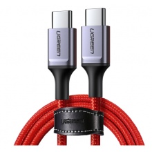 绿联 60186 双头Type-C数据线 PD快充USB-C公对公充电器线转接头通用iPadPro苹果MacBook华为MateBook红色1米