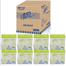 清风 BR13A 小方抽纸巾正方形商务抽纸方形130抽餐巾纸擦手纸 96包/箱