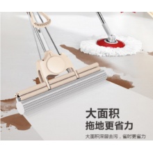 铭家 38CM大号吸水拖把胶棉海绵拖把家用拖布滚轮式挤水免手洗拖把