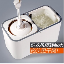 大卫 拖把桶旋转拖把免手洗拖布桶干湿两用拖地墩布 加强杆+不锈钢篮+2拖头