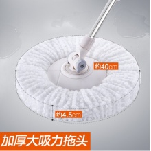 大卫 拖把桶旋转拖把免手洗拖布桶干湿两用拖地墩布 加强杆+不锈钢篮+2拖头